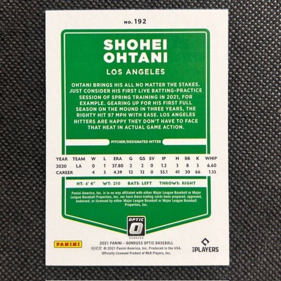 2021 Panini Donruss Optic Shohei Ohtani Holo #192 Angels - Picture 2 of 2